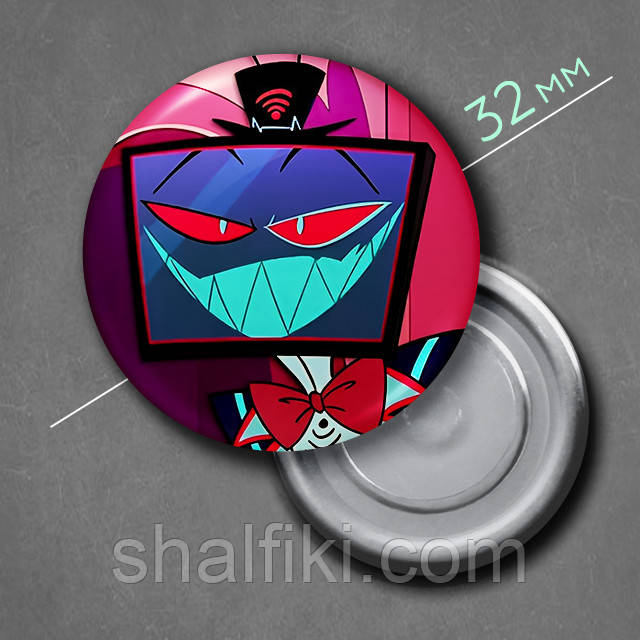 "Вокс (Готель Газбін / Hazbin hotel)" магніт круглий Ø32 мм, фото 1