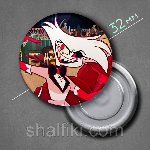 "Енджел Даст (Готель Газбін / Hazbin hotel)" магніт круглий Ø32 мм, фото 1