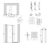 Готове рішення QtapAN Walk-In GLIDE, 120x190 + Душ. набір прихованого монтажу з термостатом, фото 2