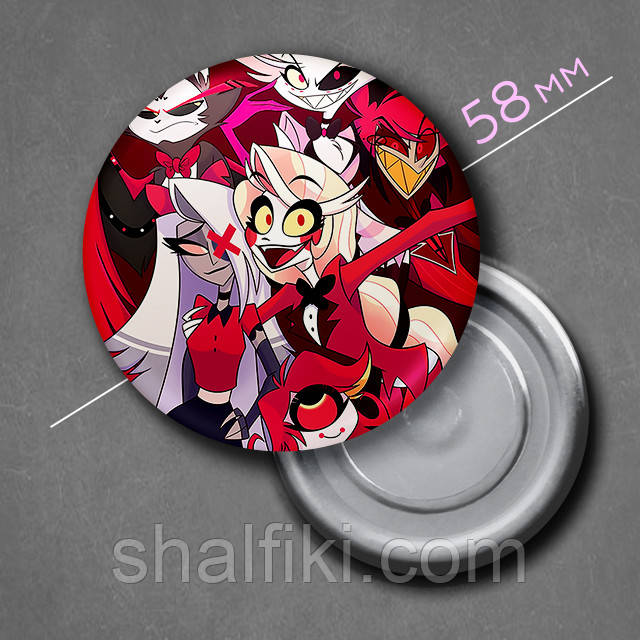 "Готель Газбін / Hazbin hotel" магніт круглий Ø58 мм, фото 1