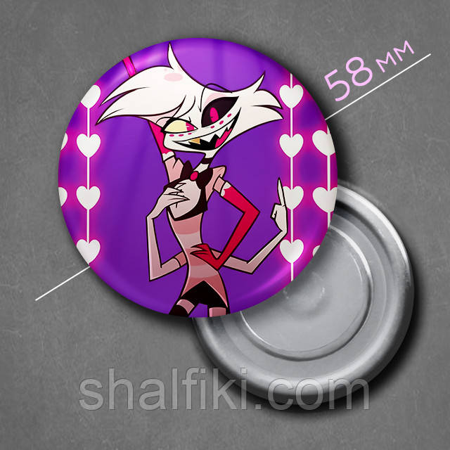 "Енджел Даст (Готель Газбін / Hazbin hotel)" магніт круглий Ø58 мм, фото 1