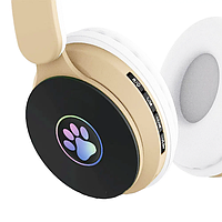 Бездротові Bluetooth навушники з котячими вушками ST-77M Бежеві