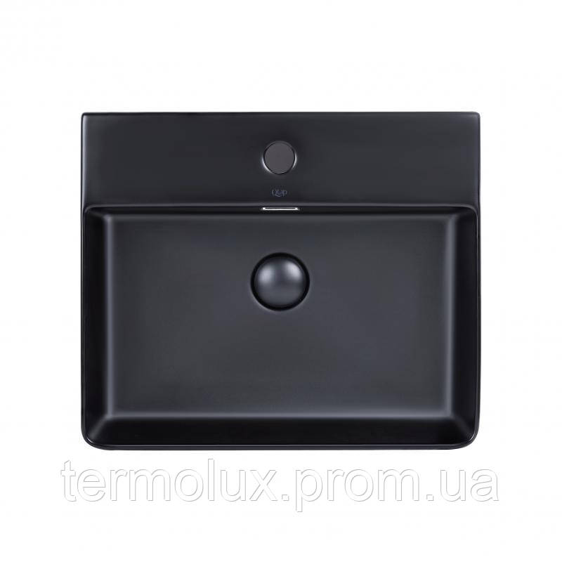 Раковина Qtap Nando LT 500х420х120 Matt black з донним клапаном QT12112173SMBMB