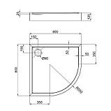 Душовий піддон Qtap Robin 308812C 80x80x12 см + сифон, фото 2