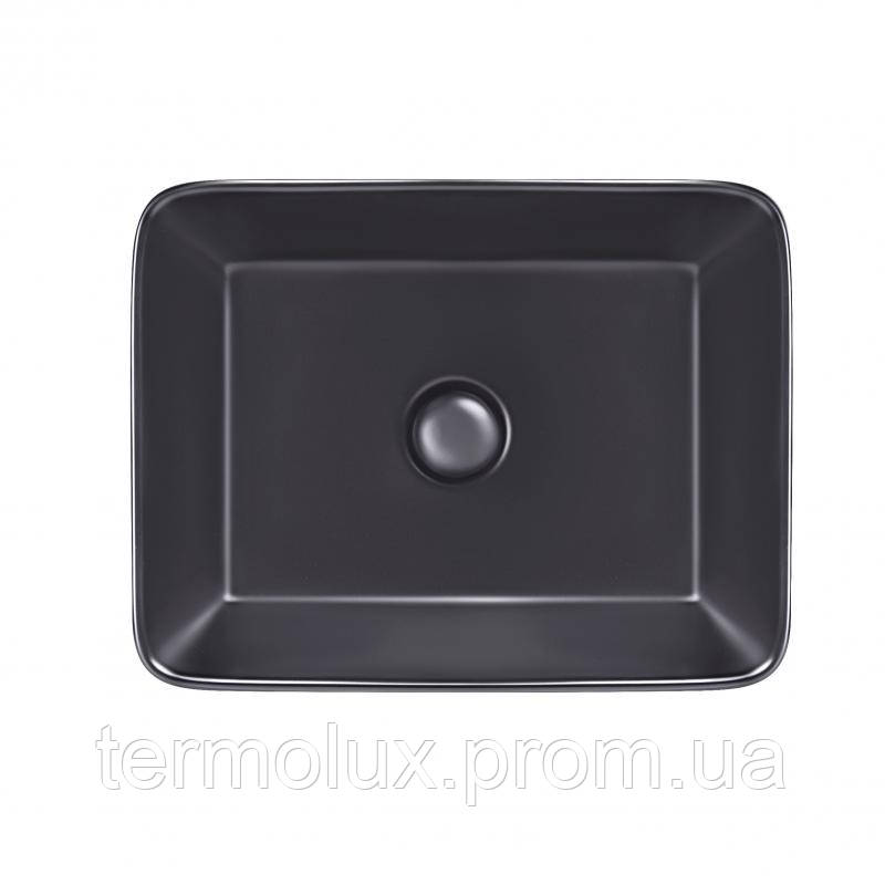 Раковина-чаша Qtap Tern 475х370х140 Matt black з донним клапаном QT172074MBMB