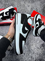 Кросівки Nike Air Force підліткові стильні чорні кросівки найк форси зручні Air force 1 біло-чорні