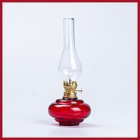 Керосиновая лампа светильник из стекла большая Красный