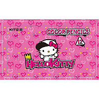 Карандаши цветные Kite Hello Kitty 12шт мет.пенал трехран.(HK21-058)