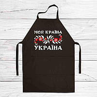 Фартук габардиновый с патриотическим принтом Арбуз Моя страна Украина 68 см Черный TS, код: 8211788