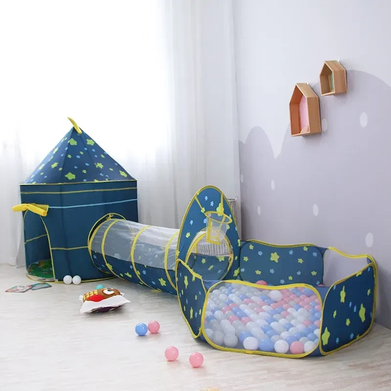 Детский игровой домик-палатка "Замок" 3в1 с туннелем и бассейном под шарики - фото 3 - id-p2148187979