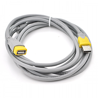 Кабель USB 2.0 AM/AF V-Link, 1.5m, 1 ферит, Grey/Yellow (без паковання)