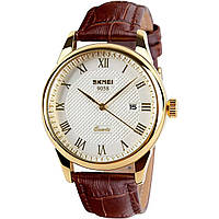 Годинник наручний чоловічий стильний модний красивий SKMEI 9058LGDWTBN-B | Стильний статусний UP-287 чоловічий годинник