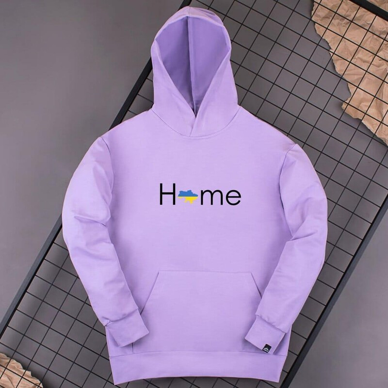 Бавовняне худі від Pobedov лілове з логотипом "HOME", фото 1