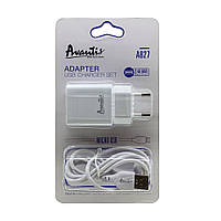 Сетевое зарядное устройство Avantis A827 (1USB 2,4A) + USB кабель Micro-белый HR, код: 8372423