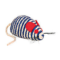 Игрушка для кошек сизаль Trixie Мышка с погремушкой 10 см Синий с белым (4011905040745) HR, код: 7633314