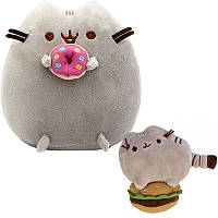 Набор мягких игрушек 2Life Пушин кэт с пончиком 23х25 см и Pusheen cat с гамбургером 8х7 см С HR, код: 8388273