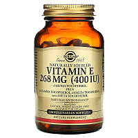 Витамин Е Vitamin E Solgar натуральный 268 мг (400 МЕ) 100 вегетарианских гелевых капсул HR, код: 7701582