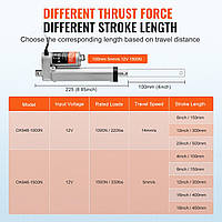 Линейный привод VEVOR 1500N Линейный привод DC 12V Линейный привод IP54 Электрический линейный двигатель 100