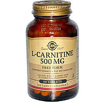 Карнитин (L-Carnitine) Solgar свободная форма 500 мг 60 таблеток MD, код: 7701277