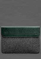 Чехол-конверт с клапаном кожа+фетр для MacBook 15 Зеленый Crazy Horse BlankNote HR, код: 8321822