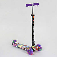 Самокат детский пластмассовый с алюминиевой трубкой руля + 4 колеса Purple Black (74475) IB, код: 2606995