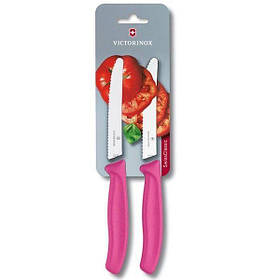 Набір кухонних овочевих ножів Victorinox TomatoSausage 11 см 2 шт Рожеві (6.7836.L115B) IB, код: 1709199