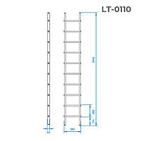 Лестница алюминиевая приставная, 10 ступеней, 2,84 м INTERTOOL LT-0110 Hatka - То Что Нужно