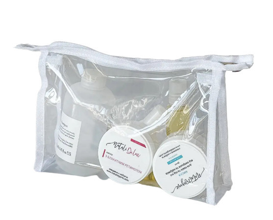 Силіконова косметичка трапеція М - 23 x 14 x 5 см (білий) 4745087