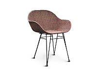 Плетене крісло Нікі Нуово з натурального ротангу на металевій основі коричневого кольору CRUZ IB, код: 6596683