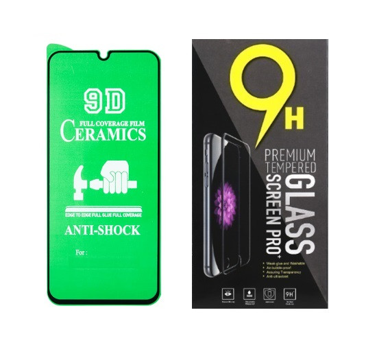 Протиударна захисна плівка Ceramics 9D для Samsung M145 Galaxy M14 4G, M146, M14 5G Full Glue з чорними рамками, глянцева