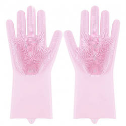 Силіконові рукавички Magic Silicone Gloves Pink для прибирання чистки миття посуду для будинку. Колір рожевий