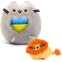 Набор мягких игрушек 2Life Пушин кэт с сердцем 23x25 см Серый и Pusheen cat 8х7 см с Львом Ор KS, код: 8388276