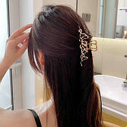 Металевий затискач для волосся, шпилька-краб Ажур, фото 5