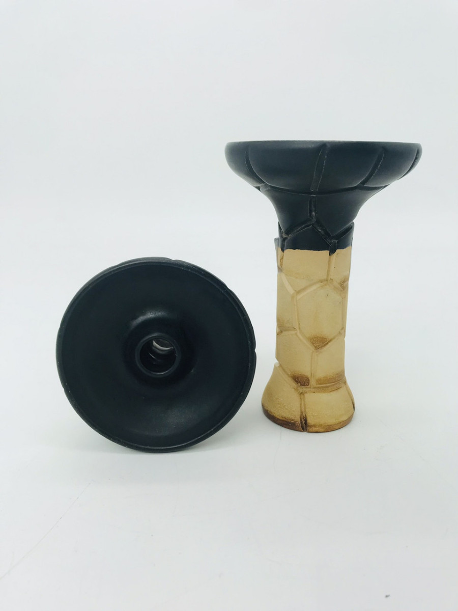 Чаша для кальяну 2×2 Hookah Medium Turtle – Чорний мат (різьблена ніжка)