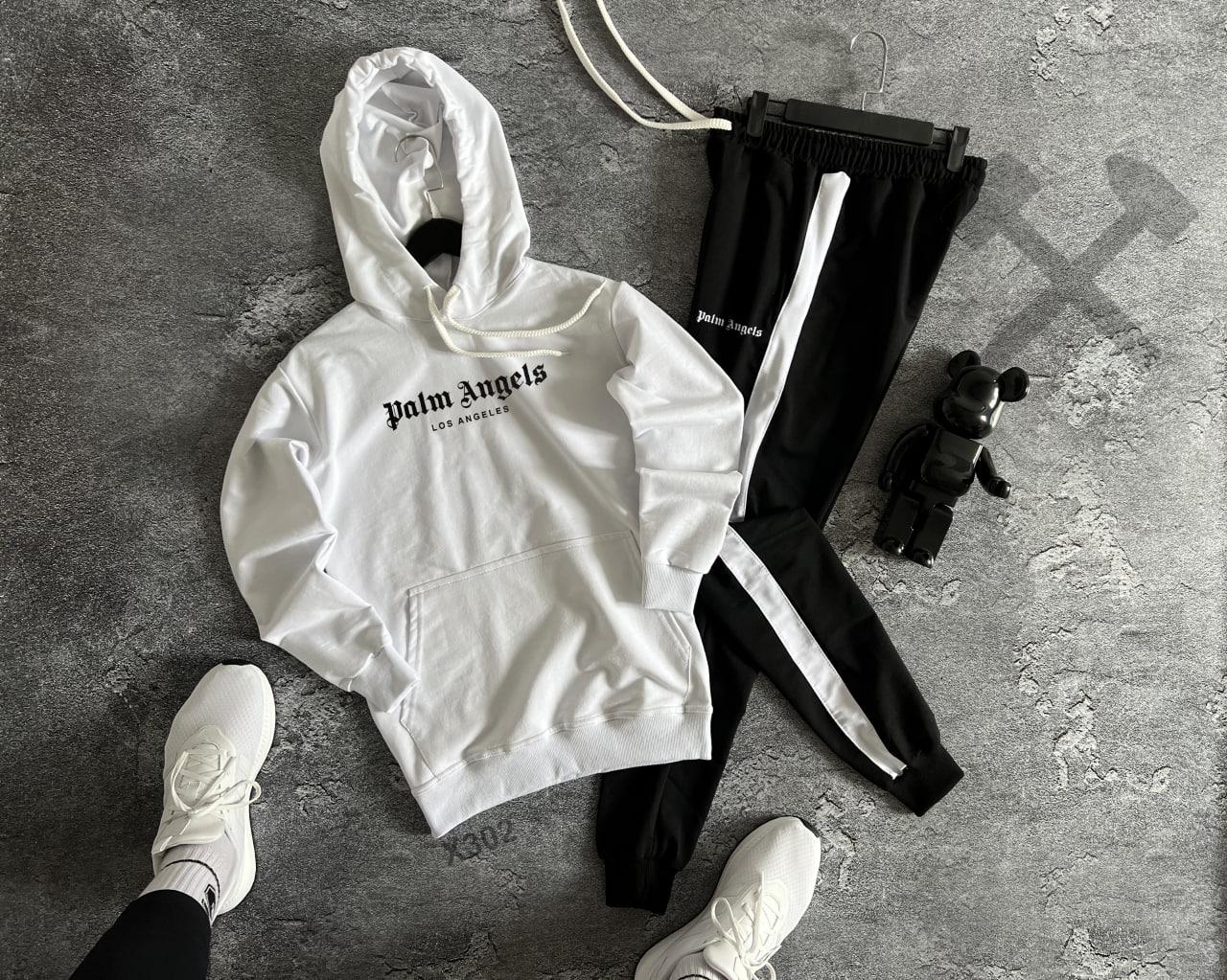 Palm angels спортивний костюм чоловічий трикотажний весняний осінній худі штани палм ангелс чорно-білий