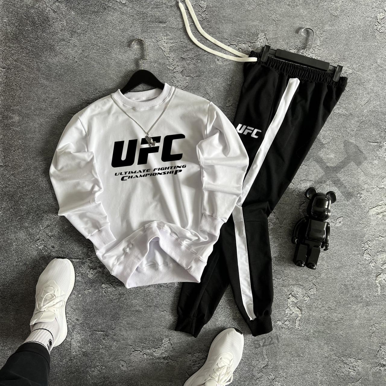 Спортивний костюм ufc чоловічий весняний осінній літній комплект світшот штани юфс чорно-білий