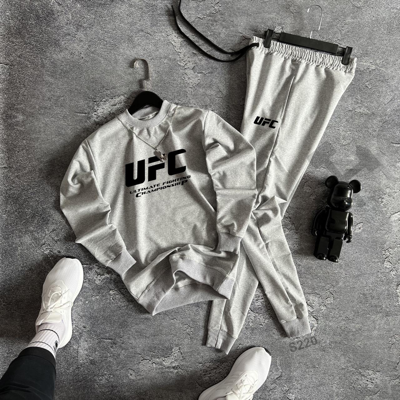 Спортивний костюм ufc чоловічий весняний осінній літній комплект світшот штани юфс світло-сірий