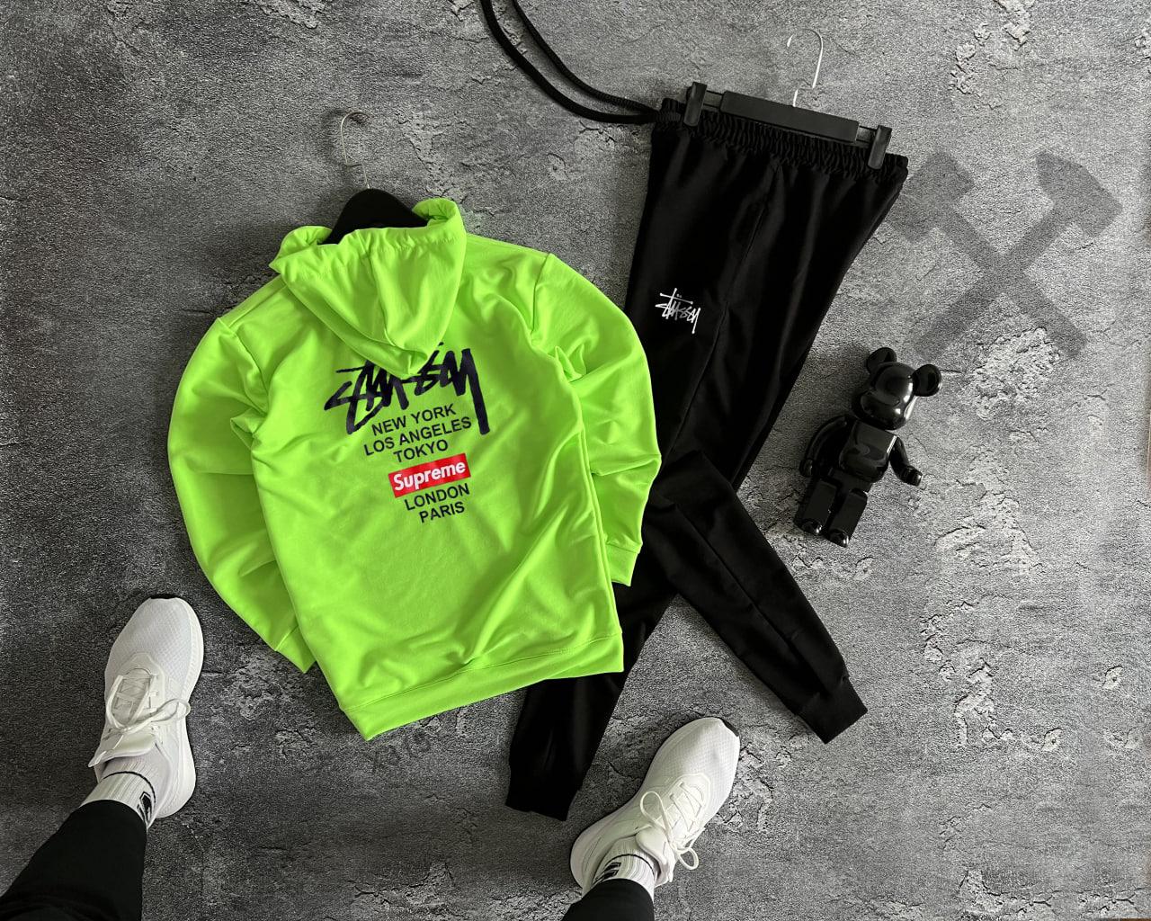 Stussy спортивний костюм чоловічий весняний осінній літній худі штани стуссі салатовий