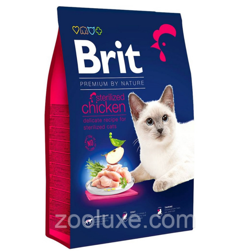 Brit Premium by Nature Sterilized Chicken 8 кг корм для котів Бріт Преміум Стерилайзд Курка