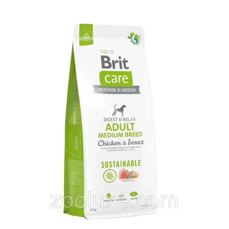 Brit Care Sustainable Adult Medium Breed Chicken & Insect 12 кг корм для собак середніх порід