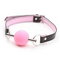 Розовый силиконовый кляп для рта на ремешках Metal Rod Silicone Ball Gags Bdsm4u KS, код: 8368075