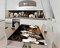 Наклейка 3Д виниловая на стол Zatarga «Роскошь белой орхидеи» 650х1200 мм для домов, квартир, KS, код: 6442525
