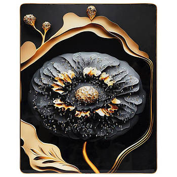 Інтер'єрна картина для декору стін 40х50 см у будинку з камінням та малюнком Кульбаба із золотим листям D698