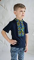 Детская вышитая футболка с вышитыми трезубцами. 4751261