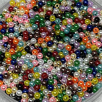 Бусины (пластиковые, круглые) размер Ø4 ММ, цвет микс, упаковка 10 грамм (примерно 330 шт), Різнокольоровий