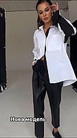 Женская комбинированная черно-белая рубашка свободного кроя