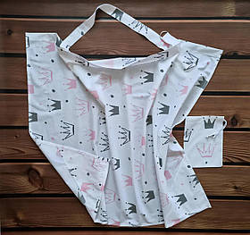 Мілк Снуд - накидка фартух для годування грудьми в громадських місцях + сумка чохол у подарунок BST рожево-білий