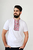 Патриотическая мужская вышитая футболка с гармоничной вышивкойчф-10