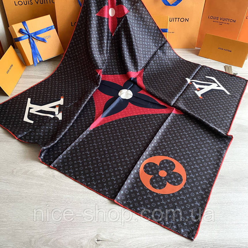Хустка Louis Vuitton шовкова з ручною підшивкою, фото 1