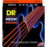 Струны для бас-гитары DR NOB5-40 Hi-Def Neon Orange K3 Coated Light Bass Guitar 5 Strings 40 IB, код: 6556131